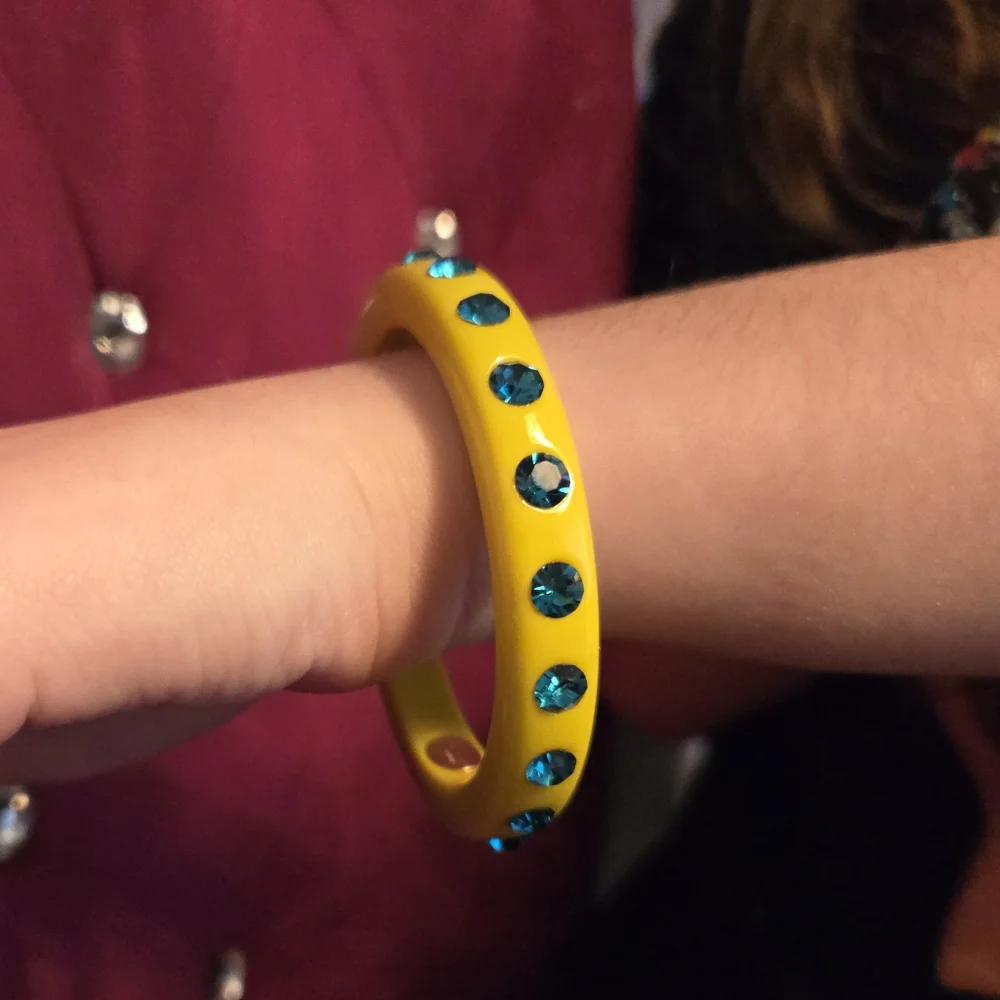 Juicy Couture Yellow Bangle Bracelet with Blue Rhinestones - Picture 6 of 6